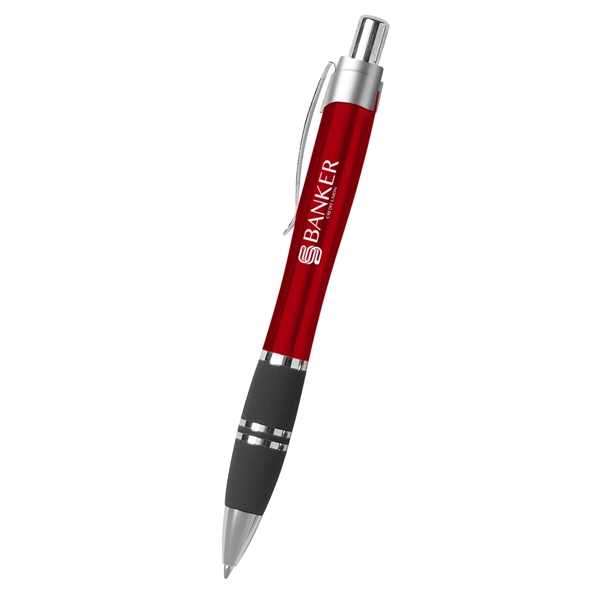 Pen with rubber grip with silver trim.... from ASI 61125 Hit Promotional Products / Hit®