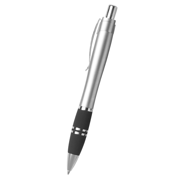 Pen with rubber grip with silver trim.... from ASI 61125 Hit Promotional Products / Hit®