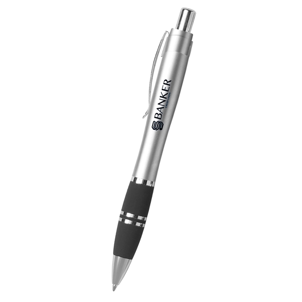 Pen with rubber grip with silver trim.... from ASI 61125 Hit Promotional Products / Hit®