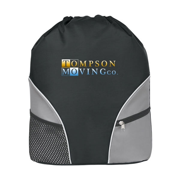 Drawstring backpack made of 210 denier polyester with 2 outside pockets.... from ASI 61125 Hit Promotional Products / Hit®