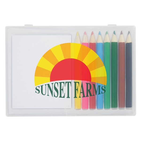 Eight colored pencils and a pad of paper in a case.... from ASI 61125 Hit Promotional Products / Hit®
