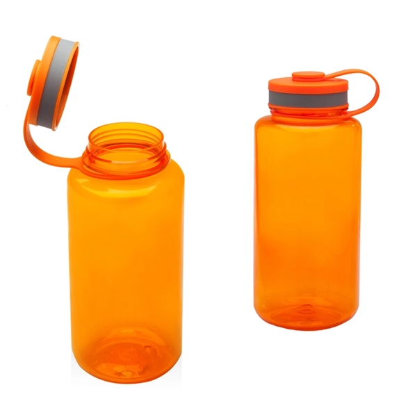 Wide-mouth plastic water bottle with 38 oz. capacity with 1c1p silkscreen... from ASI 37218 Athena Promo (tm)
