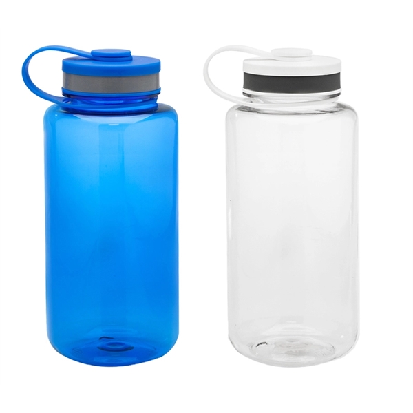 Wide-mouth plastic water bottle with 38 oz. capacity with 1c1p silkscreen... from ASI 37218 Athena Promo (tm)