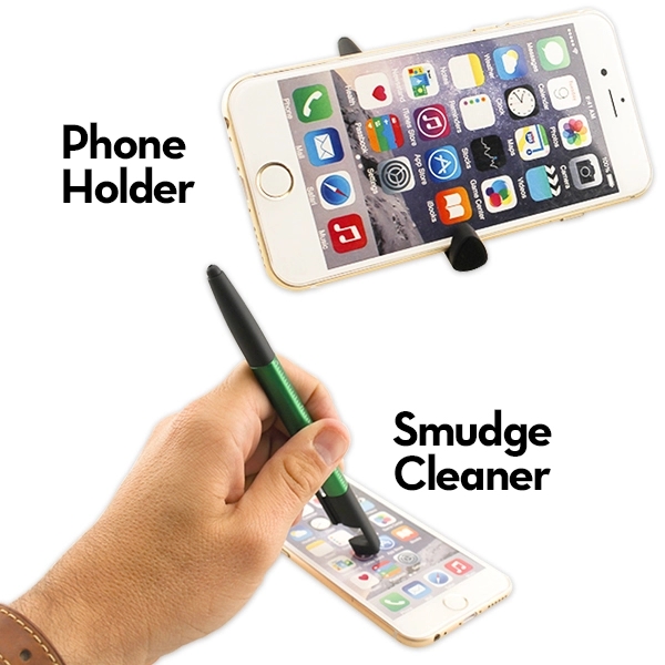 Triangular shape pen with stylus, phone holder, screen cleaner and flat/Phillips... from ASI 63776 KTI Networks Inc / KTI Promo