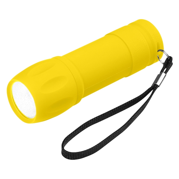 Bright white COB flashlight with a rubberized finish, a strap, and... from ASI 61125 Hit Promotional Products / Hit®