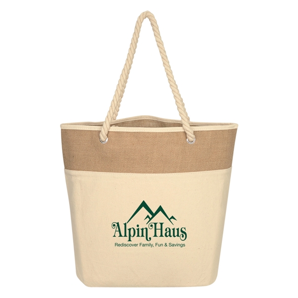 Burlap rope tote bag made of 12 oz. cotton canvas with... from ASI 61125 Hit Promotional Products / Hit®