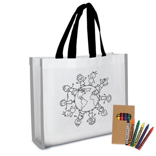 Coloring tote bag made of non-woven, coated water-resistant polypropylene with a... from ASI 61125 Hit Promotional Products / Hit®