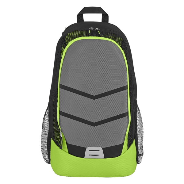 Backpack made of polyester with zippered top pocket, side mesh pockets... from ASI 61125 Hit Promotional Products / Hit®