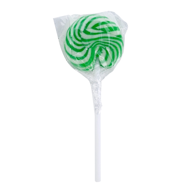 Swirl lollipop with round custom label; assorted flavors.... from ASI 61125 Hit Promotional Products / Hit®