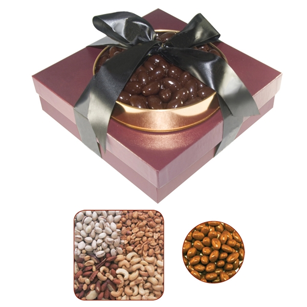Tower of gourmet delights with a gift box and gold rush... from ASI 61125 Hit Promotional Products / Hit®