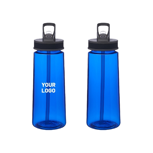 Plastic water bottle with straw 22 oz. capacity with silkscreen imprint... from ASI 37218 Athena Promo (tm)