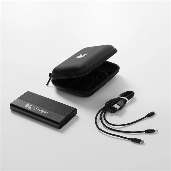 A 10,000 mAh linen coated wireless charging power bank and 3-in-1... from ASI 91435 Tomax USA / Tomax