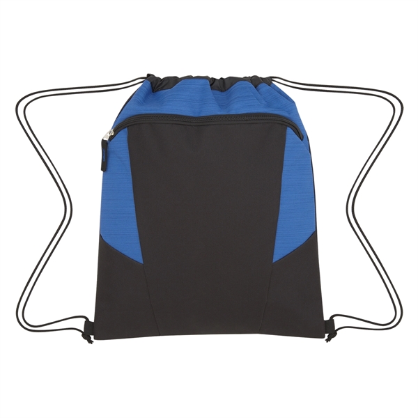 Heathered drawstring backpack made of 600 denier polyester with a large... from ASI 61125 Hit Promotional Products / Hit®