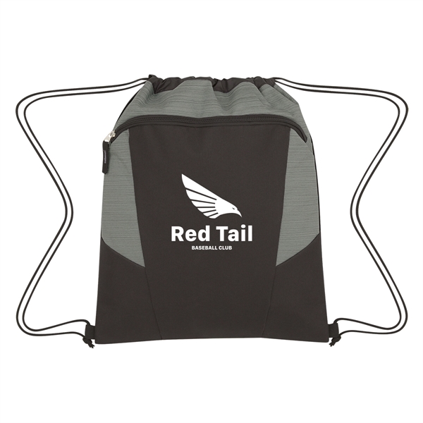 Heathered drawstring backpack made of 600 denier polyester with a large... from ASI 61125 Hit Promotional Products / Hit®