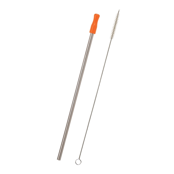 9" reusable stainless steel straw with a colored tip of your... from ASI 61125 Hit Promotional Products / Hit®