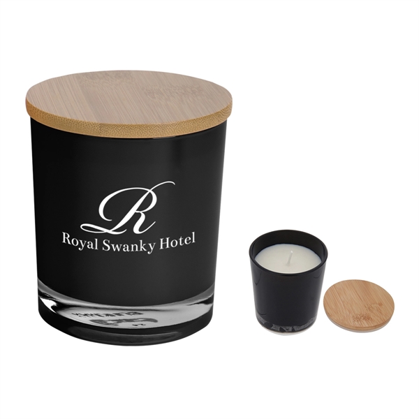 Bamboo soy candle with a vanilla scent for adding ambiance to... from ASI 61125 Hit Promotional Products / Hit®