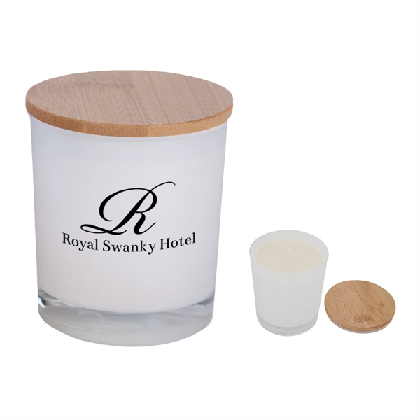 Bamboo soy candle with a vanilla scent for adding ambiance to... from ASI 61125 Hit Promotional Products / Hit®