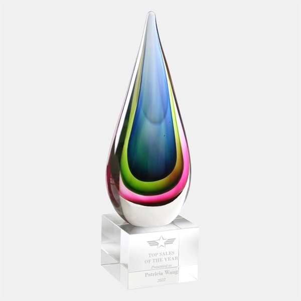 The Art Glass Blue/Green Teardrop Award consists of both blue and... from ASI 47791 Best Deal Awards