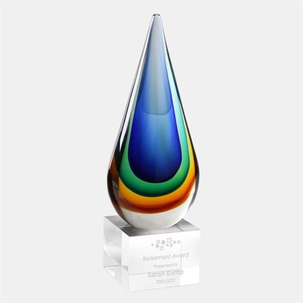The Art Glass Blue/Amber Teardrop Award consists of both blue and... from ASI 47791 Best Deal Awards