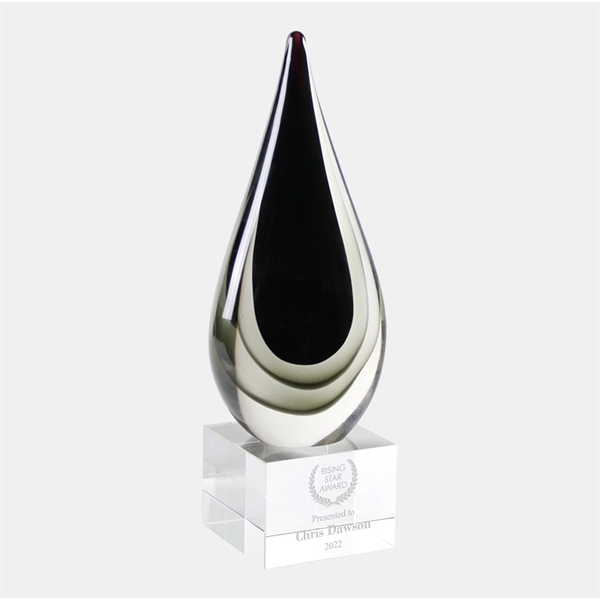 The Art Glass Black Rain Teardrop Award consists of shades of... from ASI 47791 Best Deal Awards
