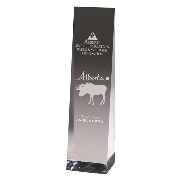 9 1/2" x 2 1/2" x 2" obelisk shaped award made... from ASI 62660 Innovation Line