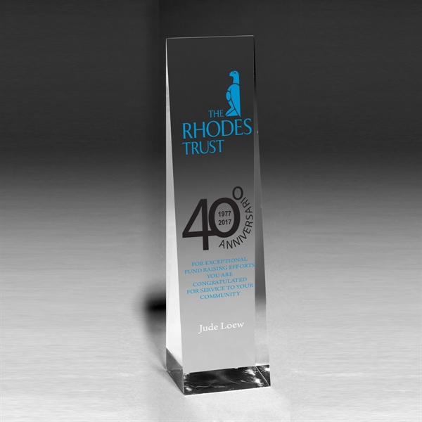9 1/2" x 2 1/2" x 2" obelisk shaped award made... from ASI 62660 Innovation Line