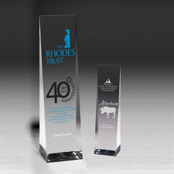 9 1/2" x 2 1/2" x 2" obelisk shaped award made... from ASI 62660 Innovation Line