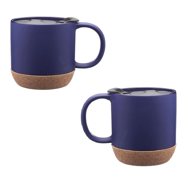 Stoneware with cork bottom mug, 13 oz. capacity with 1c1p silkscreen... from ASI 37218 Athena Promo (tm)