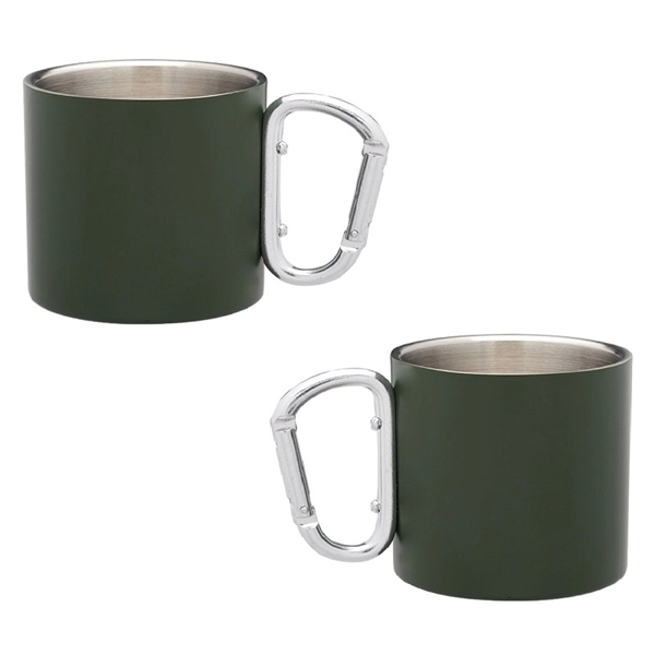 Double wall stainless steel mug with carabiner handle, 10 oz. plus... from ASI 37218 Athena Promo (tm)