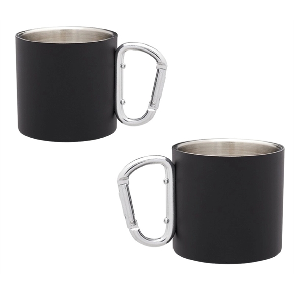 Double wall stainless steel mug with carabiner handle, 10 oz. plus... from ASI 37218 Athena Promo (tm)