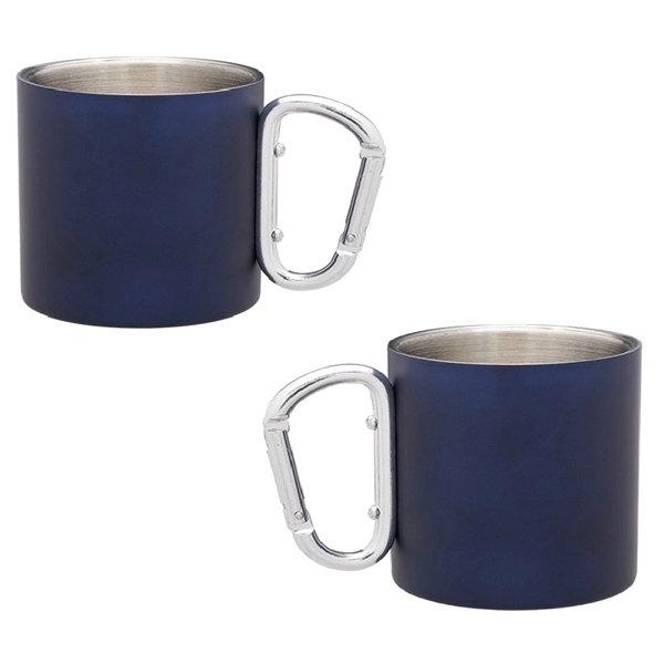 Double wall stainless steel mug with carabiner handle, 10 oz. plus... from ASI 37218 Athena Promo (tm)