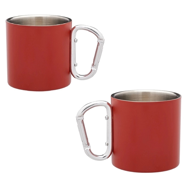 Double wall stainless steel mug with carabiner handle, 10 oz. plus... from ASI 37218 Athena Promo (tm)