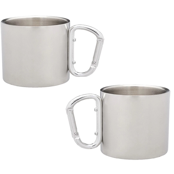 Double wall stainless steel mug with carabiner handle, 10 oz. plus... from ASI 37218 Athena Promo (tm)