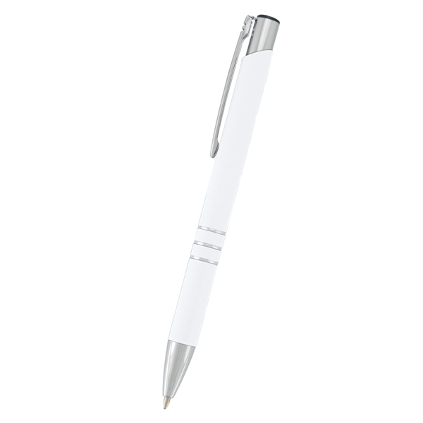 5.5" aluminum plunger-action Softex pen with ring accents and pocket clip.... from ASI 61125 Hit Promotional Products / Hit®