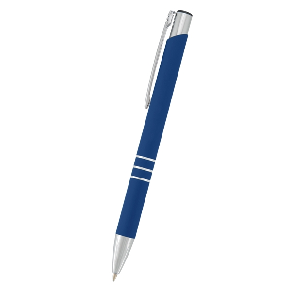 5.5" aluminum plunger-action Softex pen with ring accents and pocket clip.... from ASI 61125 Hit Promotional Products / Hit®