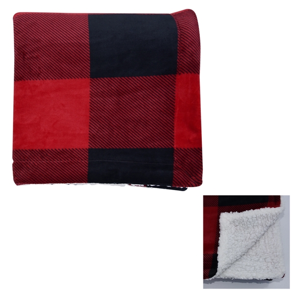 Buffalo plaid Sherpa blanket for keeping warm and adding a unique... from ASI 61125 Hit Promotional Products / Hit®