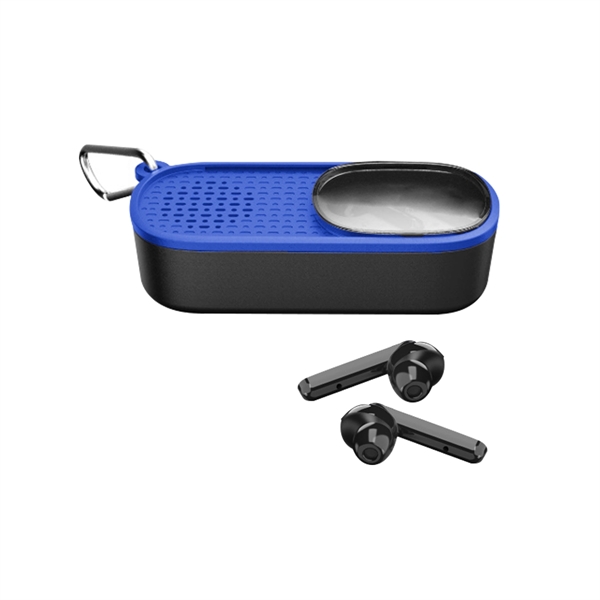 Power Slide wireless earbuds and speaker for listening to music and... from ASI 61125 Hit Promotional Products / Hit®