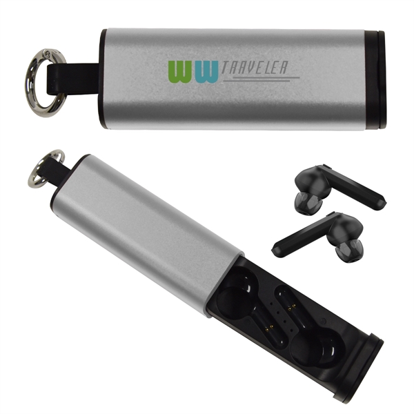 Tech Support true wireless earbuds and phone stand for listening to... from ASI 61125 Hit Promotional Products / Hit®