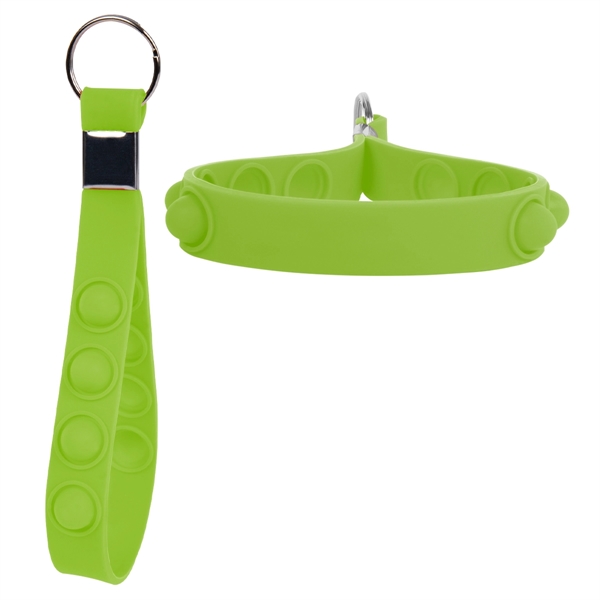 5.5" silicone strap keychain in assorted colors with PushPop fidget dots... from ASI 61125 Hit Promotional Products / Hit®