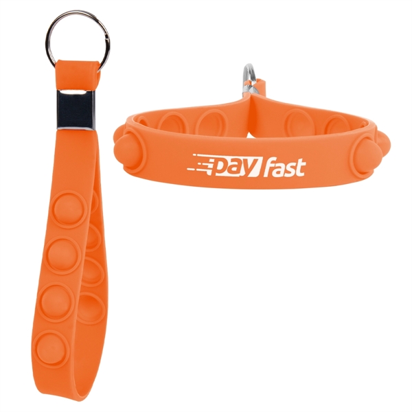 5.5" silicone strap keychain in assorted colors with PushPop fidget dots... from ASI 61125 Hit Promotional Products / Hit®