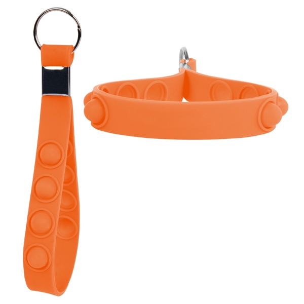 5.5" silicone strap keychain in assorted colors with PushPop fidget dots... from ASI 61125 Hit Promotional Products / Hit®