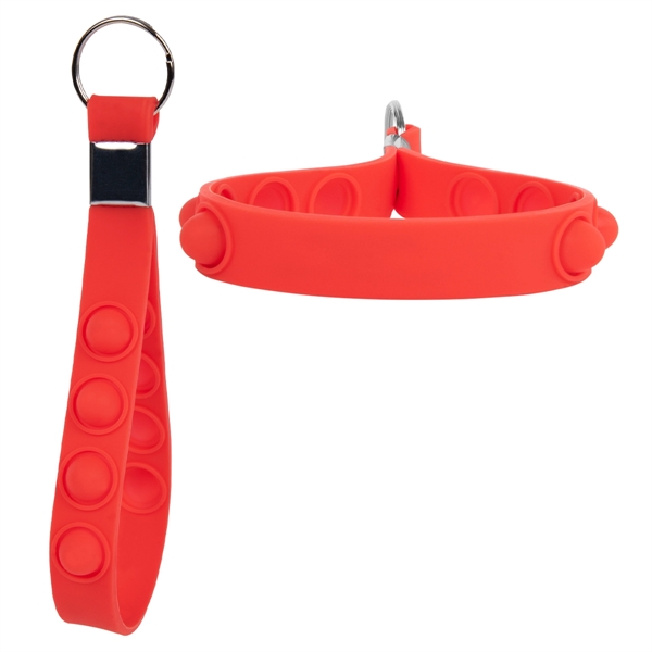 5.5" silicone strap keychain in assorted colors with PushPop fidget dots... from ASI 61125 Hit Promotional Products / Hit®
