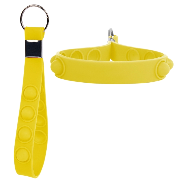 5.5" silicone strap keychain in assorted colors with PushPop fidget dots... from ASI 61125 Hit Promotional Products / Hit®