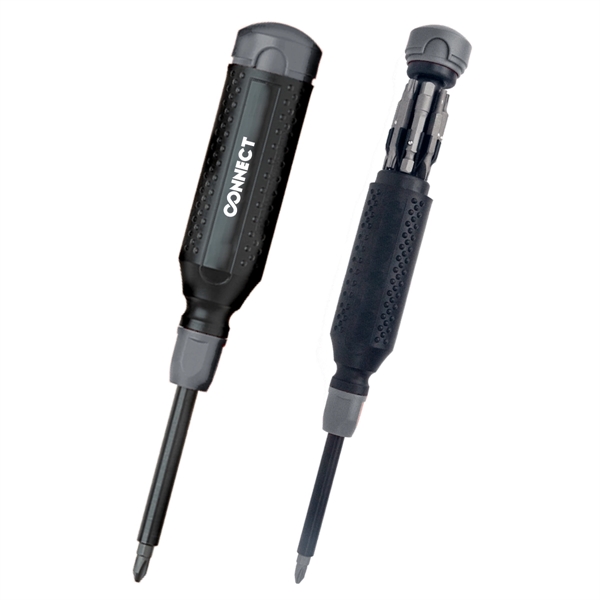 Steel, resin and ABS MegaPro 14-in-1 multi-bit screwdriver with bits in... from ASI 61125 Hit Promotional Products / Hit®