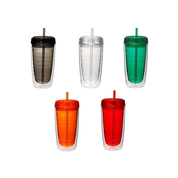 16 oz. double wall acrylic tumbler with straw and matching lid... from ASI 37218 Athena Promo (tm)