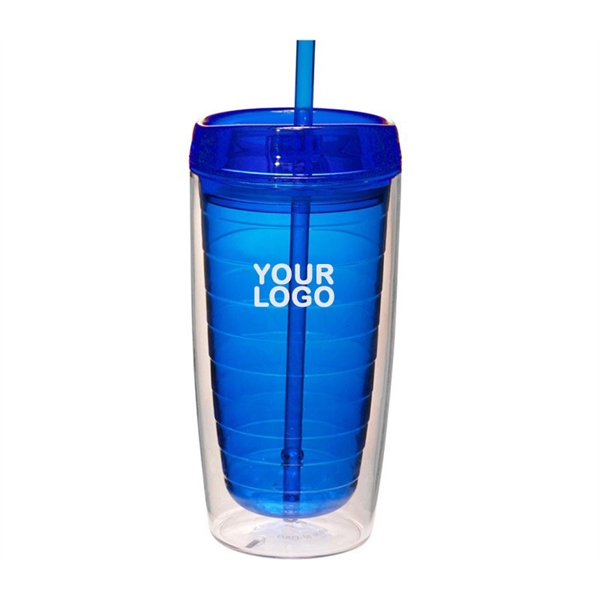 16 oz. double wall acrylic tumbler with straw and matching lid... from ASI 37218 Athena Promo (tm)