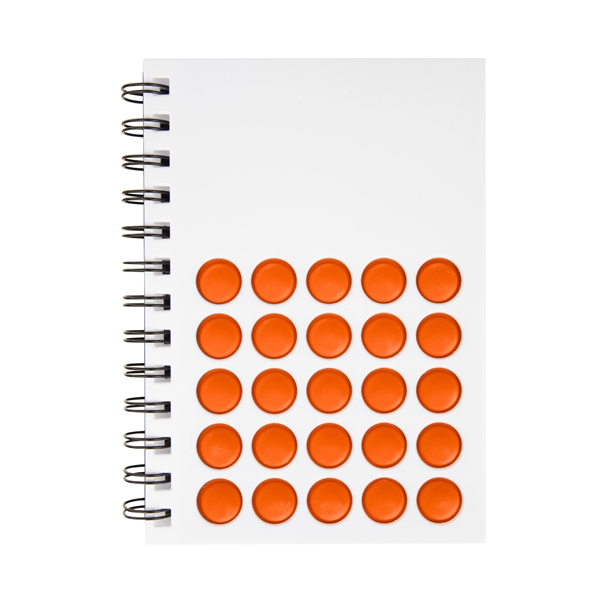 7" x 5.25" 50-page double spiral-bound notebook with silicone PushPop fidget... from ASI 61125 Hit Promotional Products / Hit®
