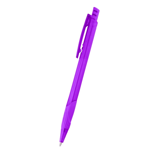 Plastic plunger-action pen with rubber grip section.... from ASI 61125 Hit Promotional Products / Hit®