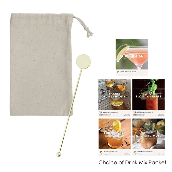 Gift set with 7" stainless steel cocktail stirrer, infusion drink packet... from ASI 61125 Hit Promotional Products / Hit®