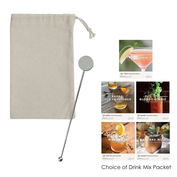 Gift set with 7" stainless steel cocktail stirrer, infusion drink packet... from ASI 61125 Hit Promotional Products / Hit®